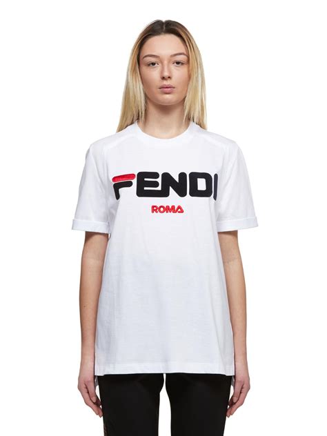 fendi roma white t shirt fila|fendi graphic tees.